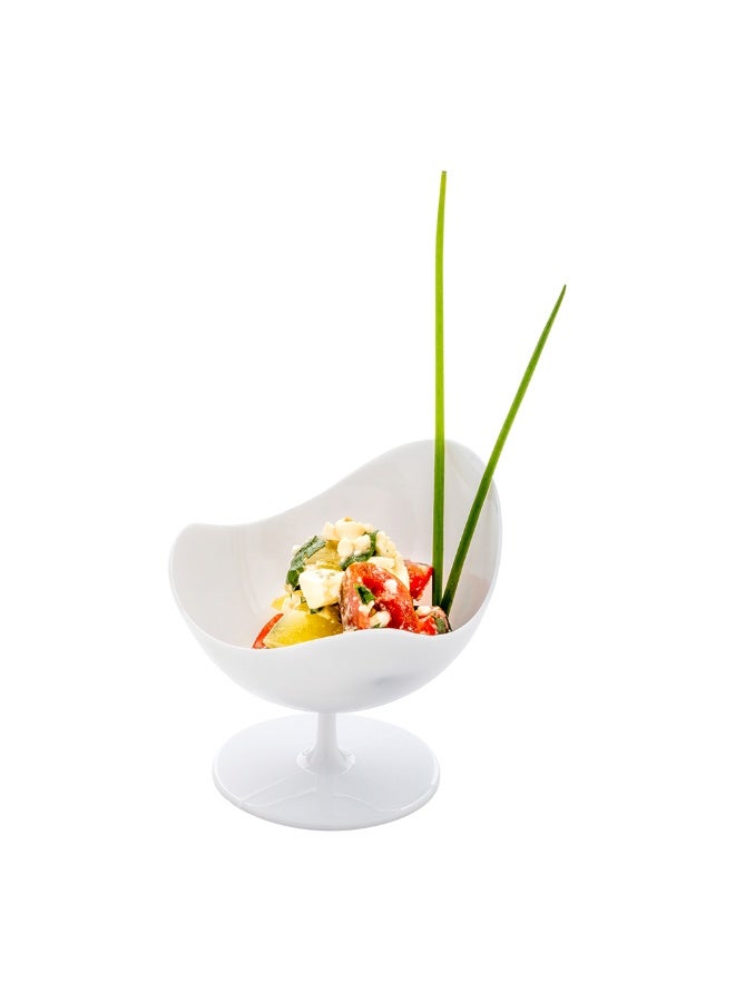 Restaurantware 1.5 Ounce Mini Dessert Cups, 100 Disposable Parfait Cups - Mimics The Look Of Ball Chairs, With Stem, White Plastic Dessert Bowls, Premium, Serve Appetizers or Snacks - Image 2