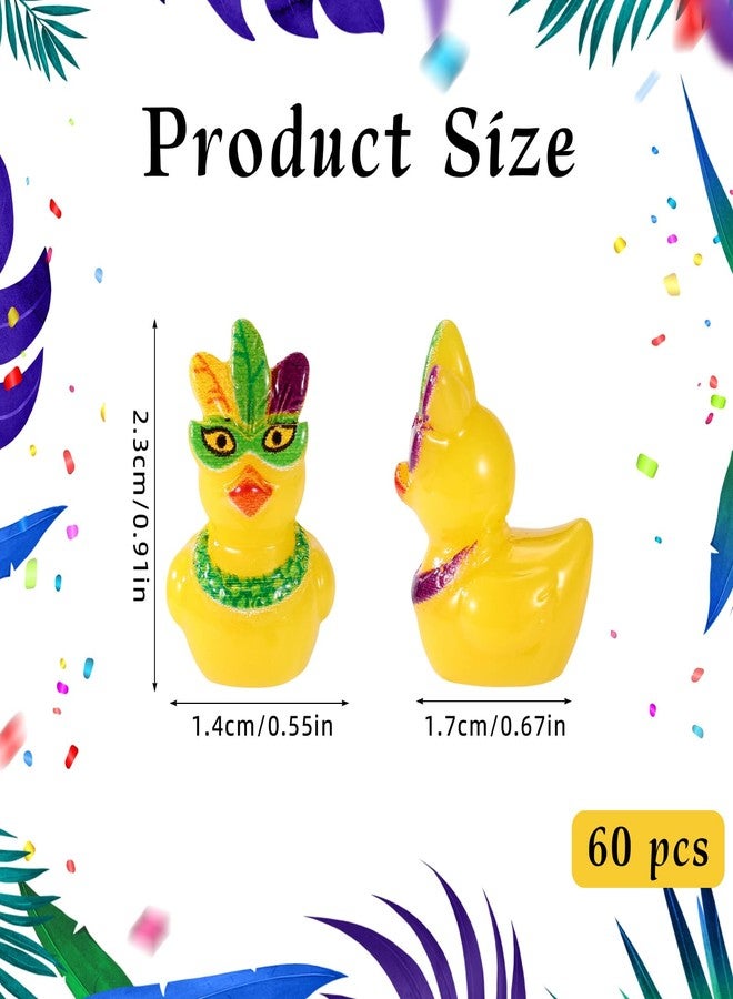Sinbana 60pcs Mardi Gras Duckies,Mask Resin Mini Small Little Tiny Miniature Cruise Ship Duck Bulk Funny Duckies Ornaments Birthday Shower Party Favors Decorations Supplies Toys Gifts Carnival (Mask Style) - Image 2
