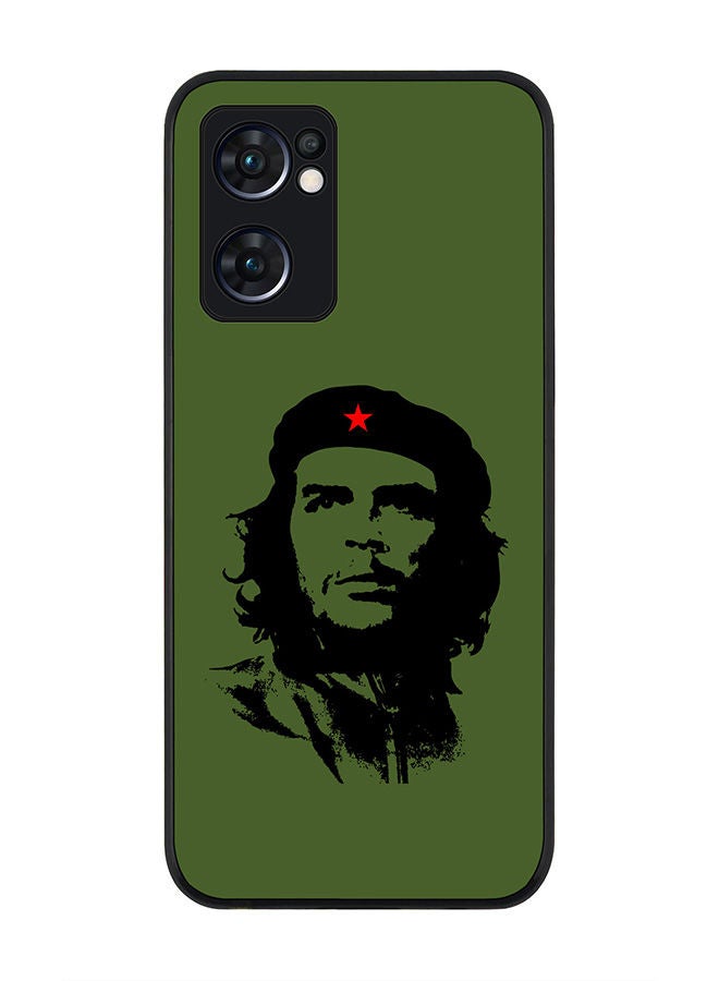 Stylizedd حافظة سوداء متينة لهاتف أوبو رينو7 5G - غلاف مرن من مطاط TPU رقيق مضاد للصدمات - تشي غيفارا - Image 1