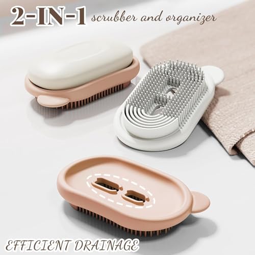 DarkShri 2pcs Travel Case - Air Tight Multipurpose Bathroom Shop Case Holder with 2in1 Silcon Brush (Cream 2Pcs) - Image 4