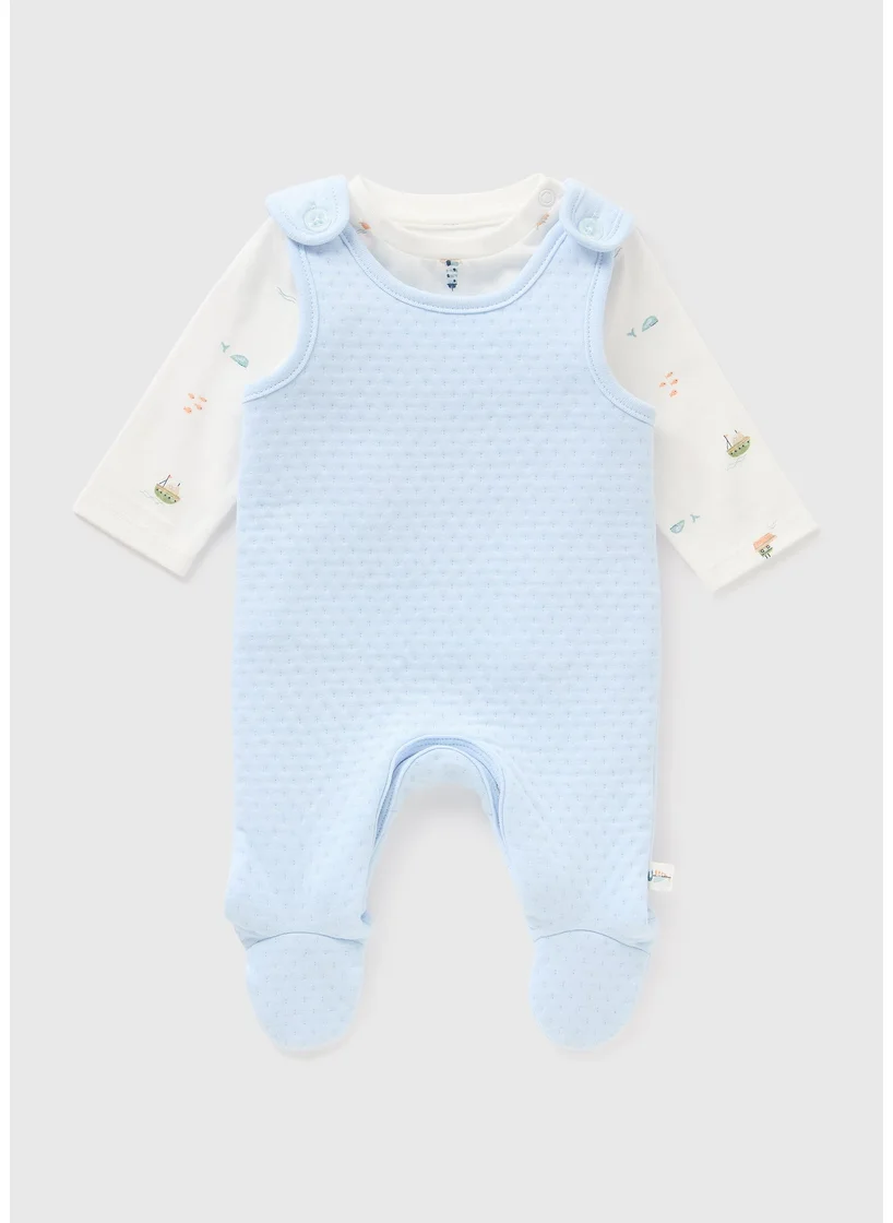 Matalan Baby Blue Boat Quilted Dungaree