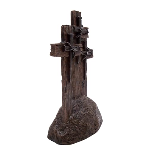 DeLeon Three Standing Nail Crosses on Top of Rock, 11 Inch - Image 4