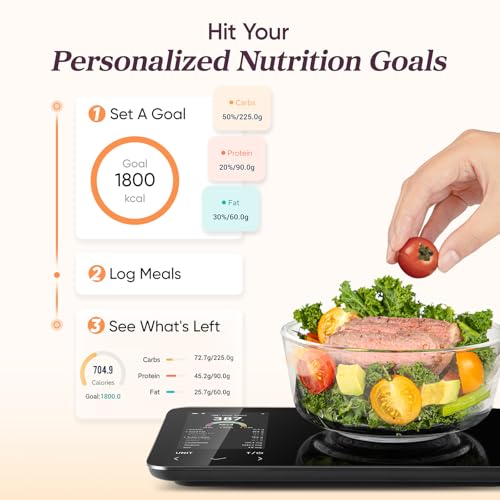Cosori Smart Food Kitchen Scale with Nutritional Calculator, Free App for AI Scan, Calorie & Macro Tracking, Food Preload, On-Screen Nutrient Info, Personal Goals, Rechargeable, 11 lb / 5 kg - Image 5