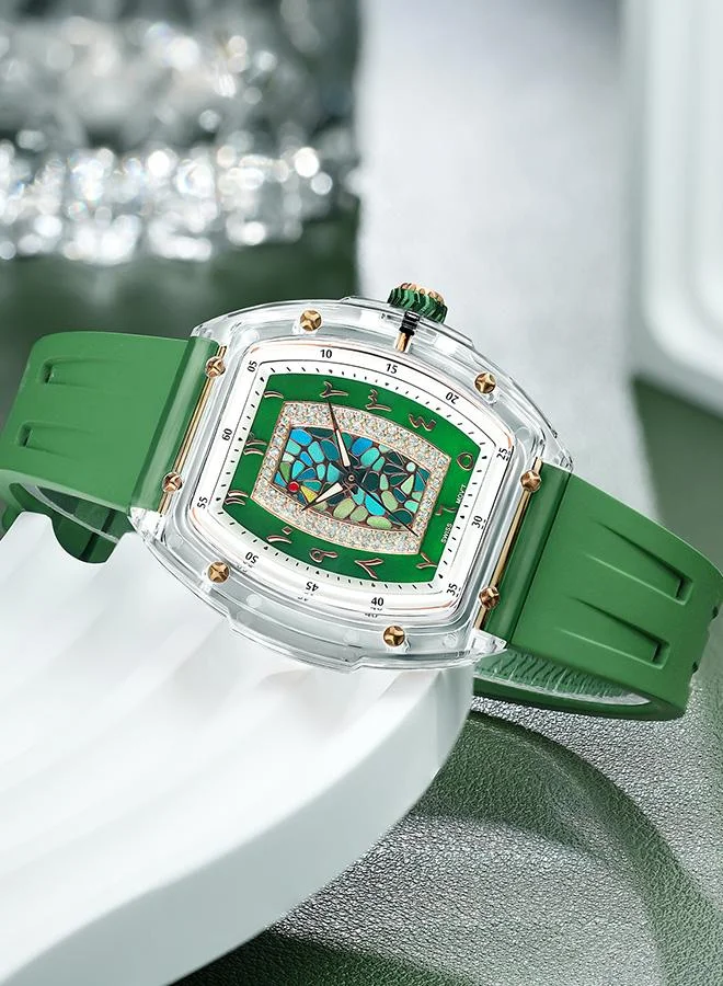 TSAR BOMBA Nucleus Femme Series 35mm Women's Watch with Green Premium Rubber Strap