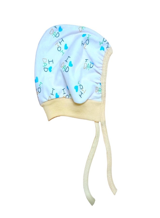 JUSTLIST Multicolor Stylish Cute New Born Baby Boy & Baby Girl Soft Cotton Double Layer Knot Cap Set (0 to 3 Months) | Pack of 3 | Color & Design May Vary - Image 3