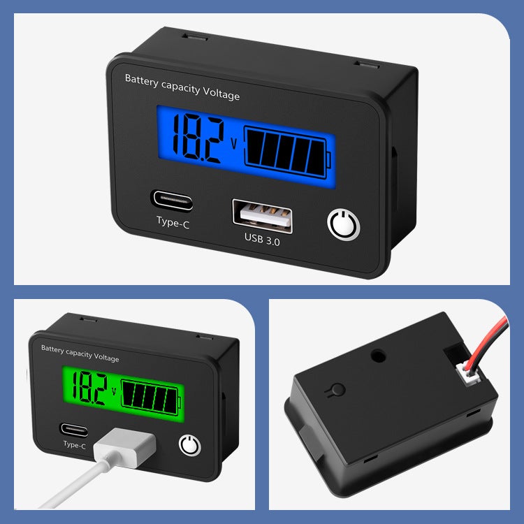 Usb Fast Charge Type-C Meter Dc8-30V Dc Battery Meter Display Lead-Acid Battery Lithium - Image 3