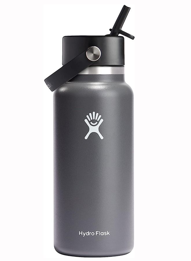 Hydro Flask زجاجة ماء ستانلس ستيل قابلة لإعادة الاستخدام بسعة 32 أونصة مع غطاء قشة - معزولة بالفراغ، آمنة في غسالة الصحون، خالية من BPA، غير سامة - Image 1