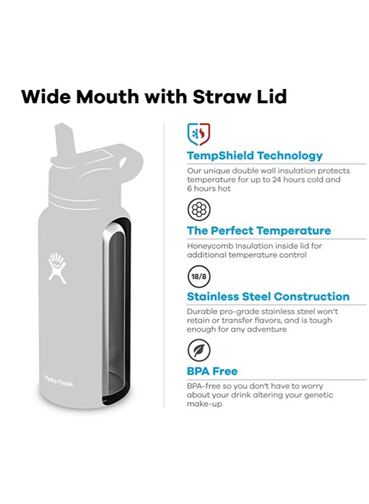 Hydro Flask زجاجة ماء ستانلس ستيل قابلة لإعادة الاستخدام بسعة 32 أونصة مع غطاء قشة - معزولة بالفراغ، آمنة في غسالة الصحون، خالية من BPA، غير سامة - Image 2