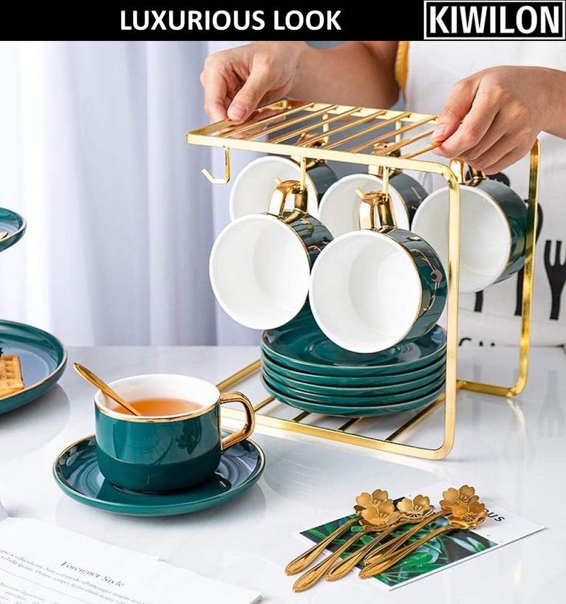 Kiwilon حامل أكواب وصحون كيويلون المعدني بـ 6 خطافات للمطبخ - ذهبي (حامل فقط) - Image 4