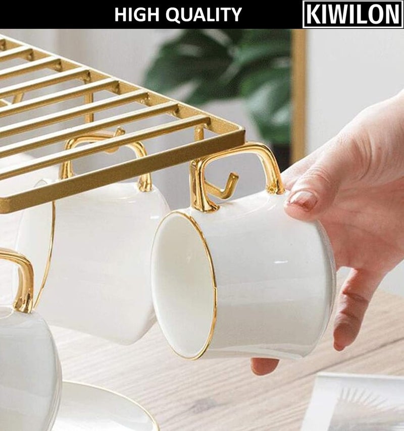 Kiwilon حامل أكواب وصحون كيويلون المعدني بـ 6 خطافات للمطبخ - ذهبي (حامل فقط) - Image 5