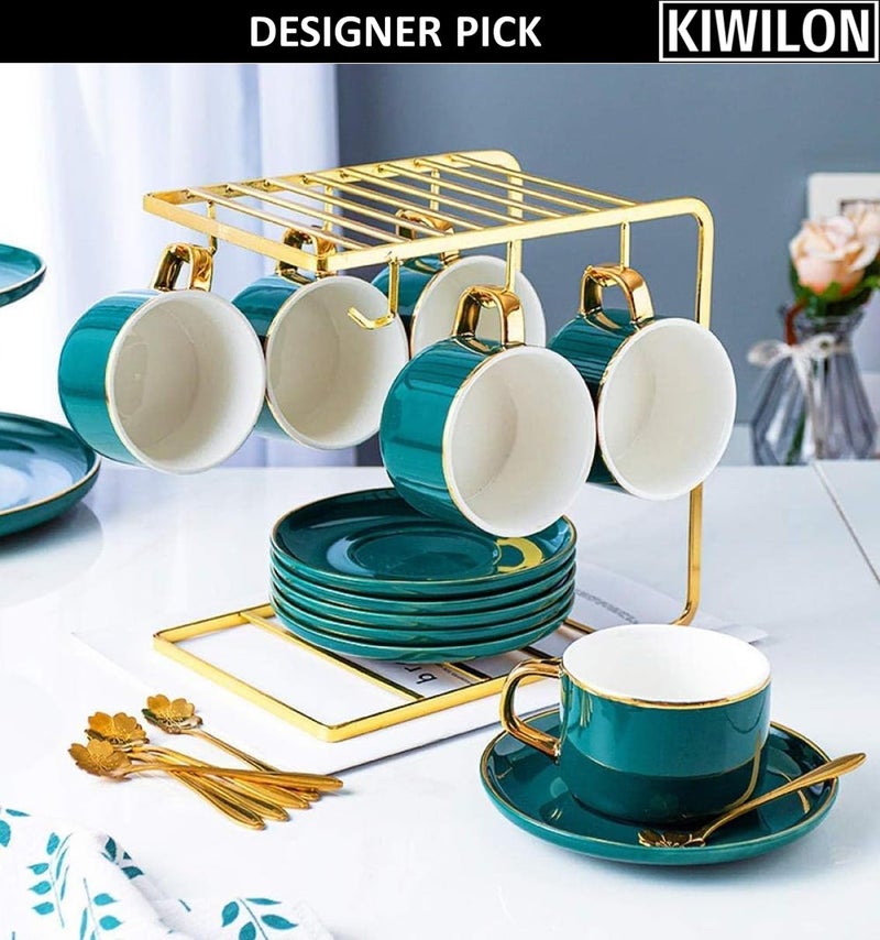 Kiwilon حامل أكواب وصحون كيويلون المعدني بـ 6 خطافات للمطبخ - ذهبي (حامل فقط) - Image 2