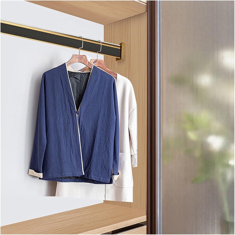Square Black Hanging Clothes Rods for Wardrobe, 20" 24" 30" 35" 40" 45" 50" 55" 60" 63" Custom Garment Bar for Laundry Room/Balcony/Bedroom, with End Sockets & Screws ( Color : Black , Size : Closet W - Image 1