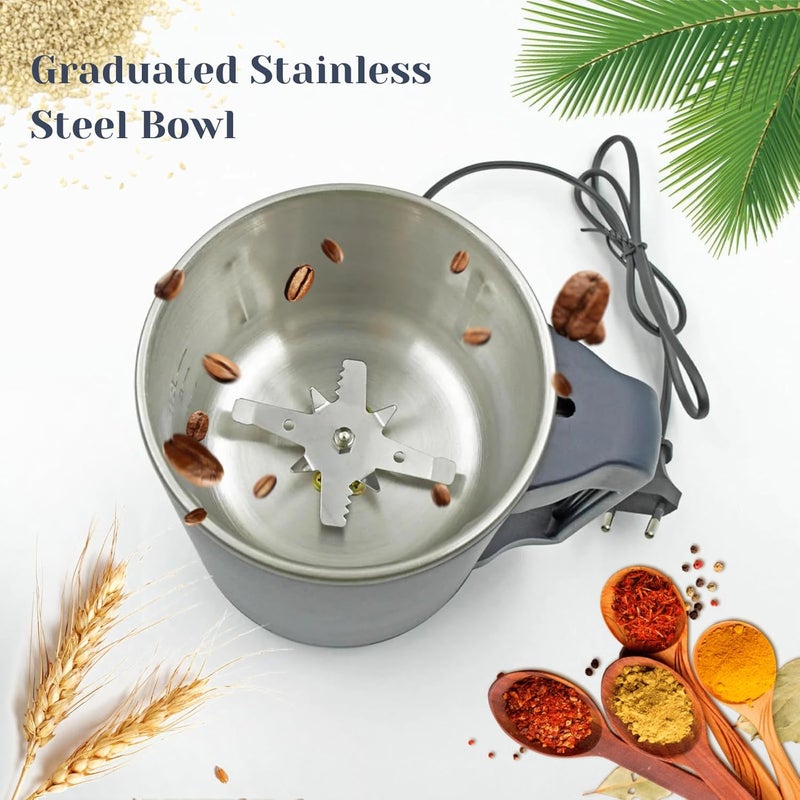 GLOWICK Glowick Electric Grain Chocolate Coffee Beans and Dry Pepper and Other Nuts Grand Machine with Transparent Lid 8 Leaf Stainless Steel Blade and Comfortable Handle Home Kitchen Use 1PCs  - Image 4