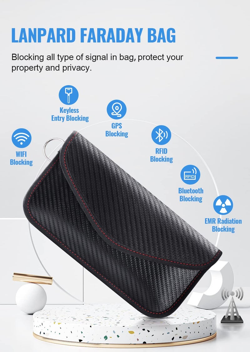 lanpard Faraday Pouch for car Keys,2 Pack Faraday Bag | Car Key Signal Blocking Pouch | Keyless Entry Car Keys Case | RFID Blocker Bag for Car Security | Anti-theft Remote Entry Keyless Protect - Image 2