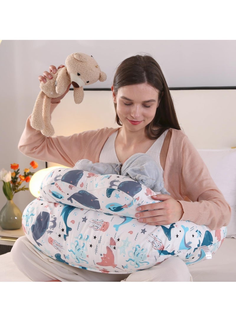 Nursing Pillow for Breastfeeding,Ergonomic Baby Feeding Pillows with Removable Washable Cotton Slipcover, Adjustable Waist Strap,Plus Size,More Support for Mom and Baby - Image 4