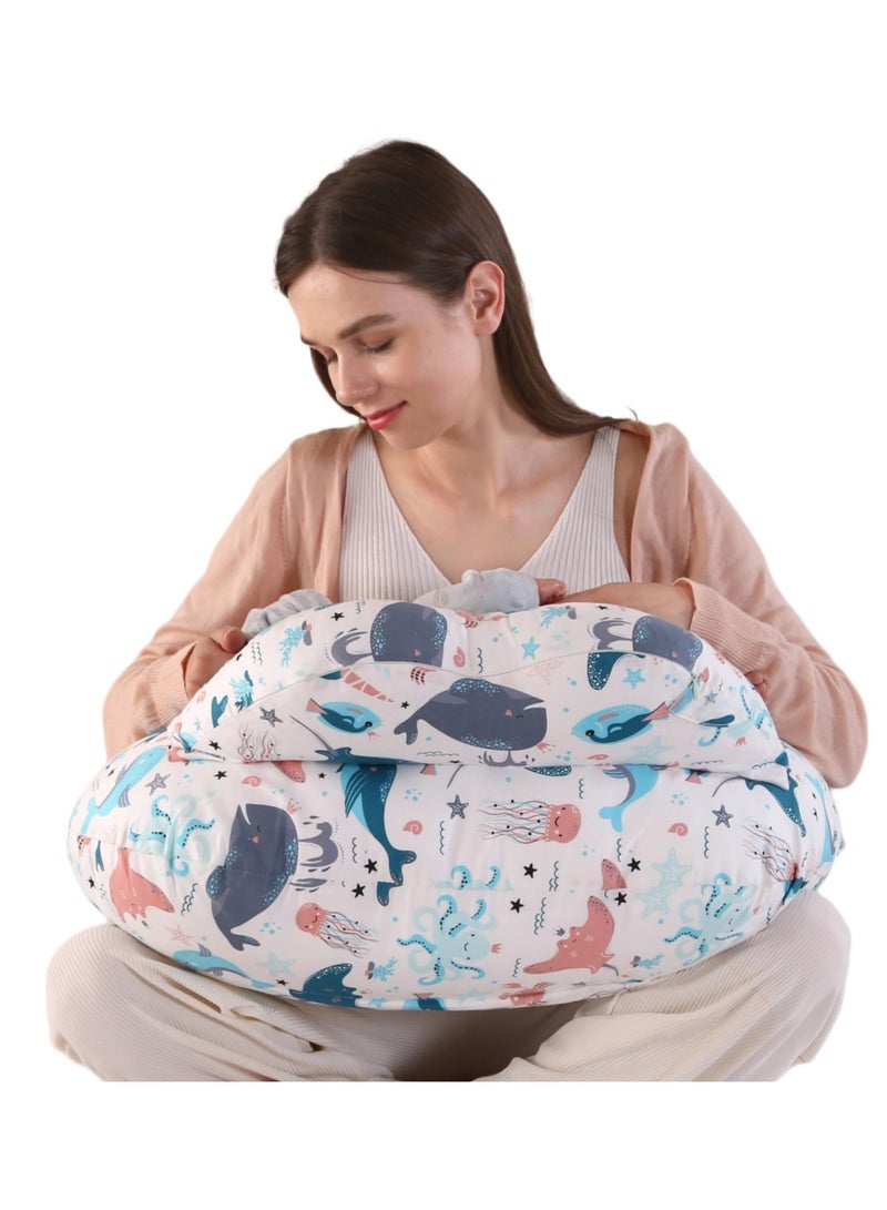 Nursing Pillow for Breastfeeding,Ergonomic Baby Feeding Pillows with Removable Washable Cotton Slipcover, Adjustable Waist Strap,Plus Size,More Support for Mom and Baby - Image 1