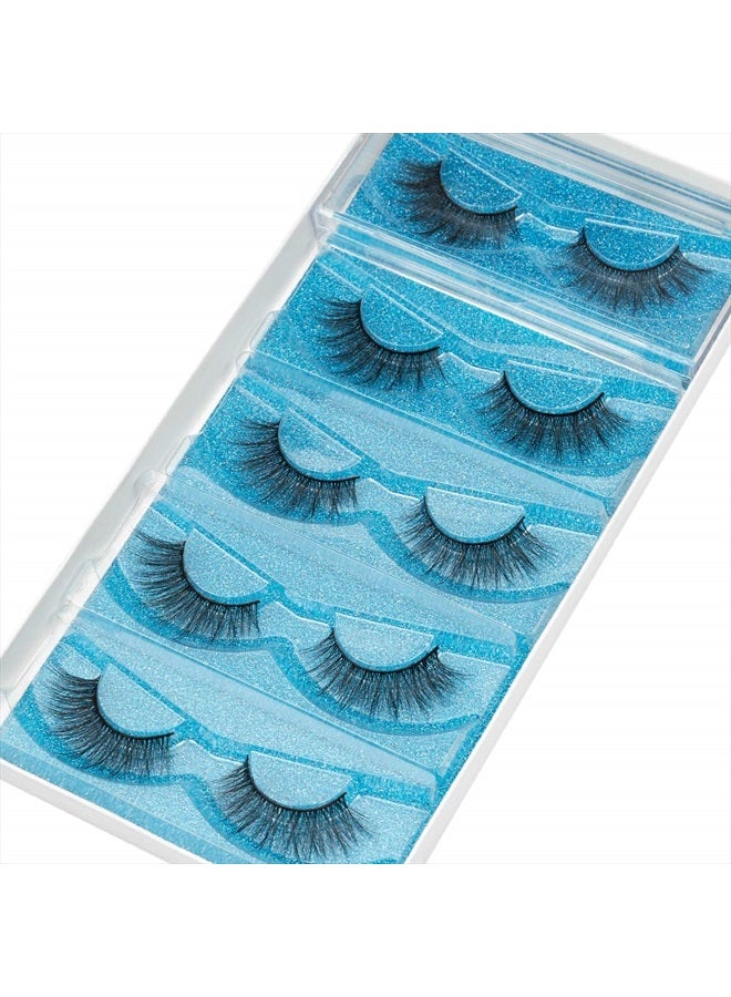 DYSILK Eyelashes Mink Lashes - Wispy Eyelashes 5 Pairs 6D Lashes Kit - False Lashes Natural Look Eye Lashes Cat Eye Fake Eyelashes Volume Lashes Strip | 006-15.2mm - Image 2