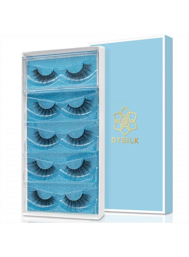DYSILK Eyelashes Mink Lashes - Wispy Eyelashes 5 Pairs 6D Lashes Kit - False Lashes Natural Look Eye Lashes Cat Eye Fake Eyelashes Volume Lashes Strip | 006-15.2mm - Image 1