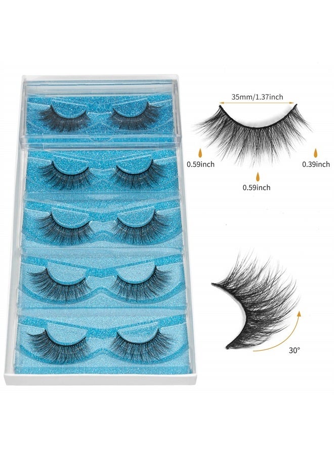 DYSILK Eyelashes Mink Lashes - Wispy Eyelashes 5 Pairs 6D Lashes Kit - False Lashes Natural Look Eye Lashes Cat Eye Fake Eyelashes Volume Lashes Strip | 006-15.2mm - Image 3