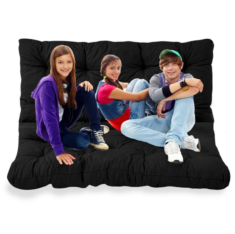 coca industries Coca Industries Microfiber 3 Seater Garden Balcony and Shoe Bench Conjugated Fibre Soft Low Back Cushion Black Size L 150 X W 98 X H 10 cm  - Image 2