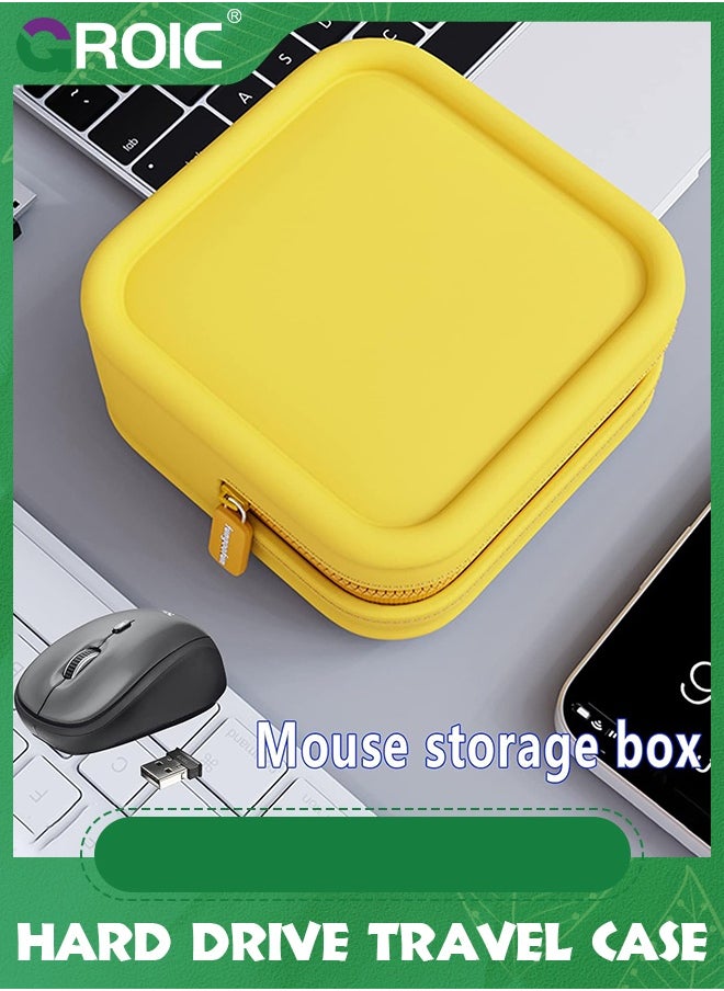 GROIC Yellow Hard Drive Travel Case, Small Electronic Bag for Women, EVA Shockproof Organizer Bag, Electronic Storage Case for Charger USB Cable Case Tech Bag, Adapter Organizer Pouch for Mouse, Earbuds etc  - Image 4