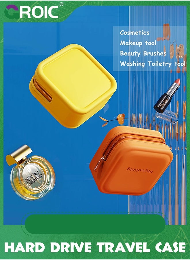 GROIC Yellow Hard Drive Travel Case, Small Electronic Bag for Women, EVA Shockproof Organizer Bag, Electronic Storage Case for Charger USB Cable Case Tech Bag, Adapter Organizer Pouch for Mouse, Earbuds etc  - Image 5