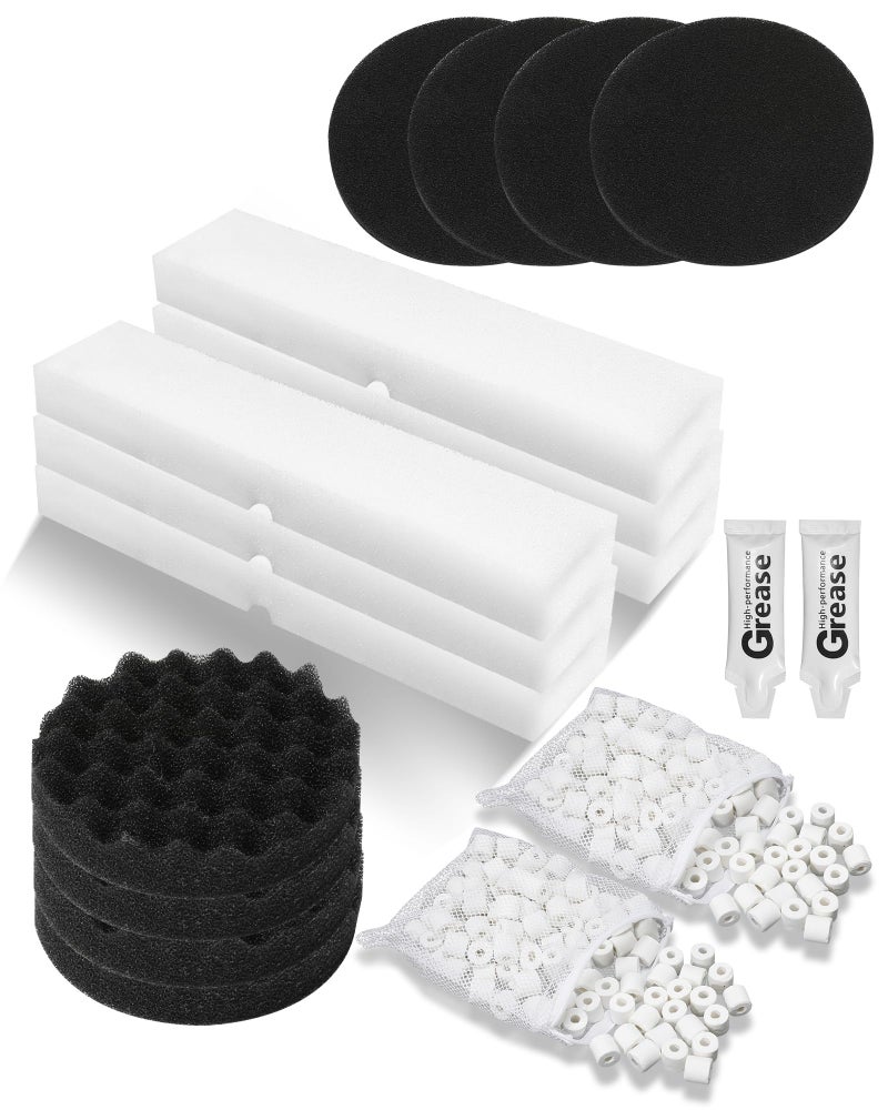 Tofcbye 28 Pcs Replacement Filter Media Kit Fit for Fluval FX2/FX4/FX5/FX6 Aquarium Filters Including 4 Media Bag, 6 Carbon Foam Pad, 4 Bio-Foam Pads, 6 Foam Block, 6 Water Polishing Pad, 2 Silicone Lube - Image 1