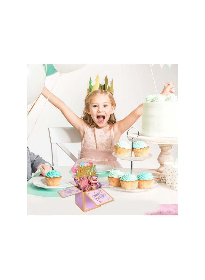 بطاقة عيد ميلاد منبثقة ثلاثية الأبعاد مع مظروف - بطاقة معايدة ورقية مصنوعة يدويًا مع ملحق فارغ - هدية عيد ميلاد فريدة للأطفال والأصدقاء والعائلة والرجال والنساء - Image 4