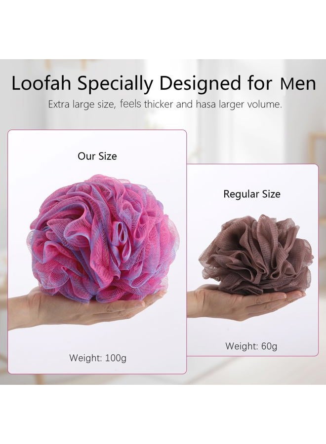 BTYMS XXL Large Loofah Bath Sponge 100g/pc, Exfoliating Mesh Pouf Bath Scrunchies Shower Puffs - Pack of 4 - Image 2