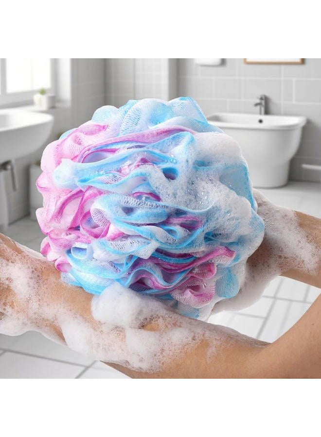 BTYMS XXL Large Loofah Bath Sponge 100g/pc, Exfoliating Mesh Pouf Bath Scrunchies Shower Puffs - Pack of 4 - Image 3