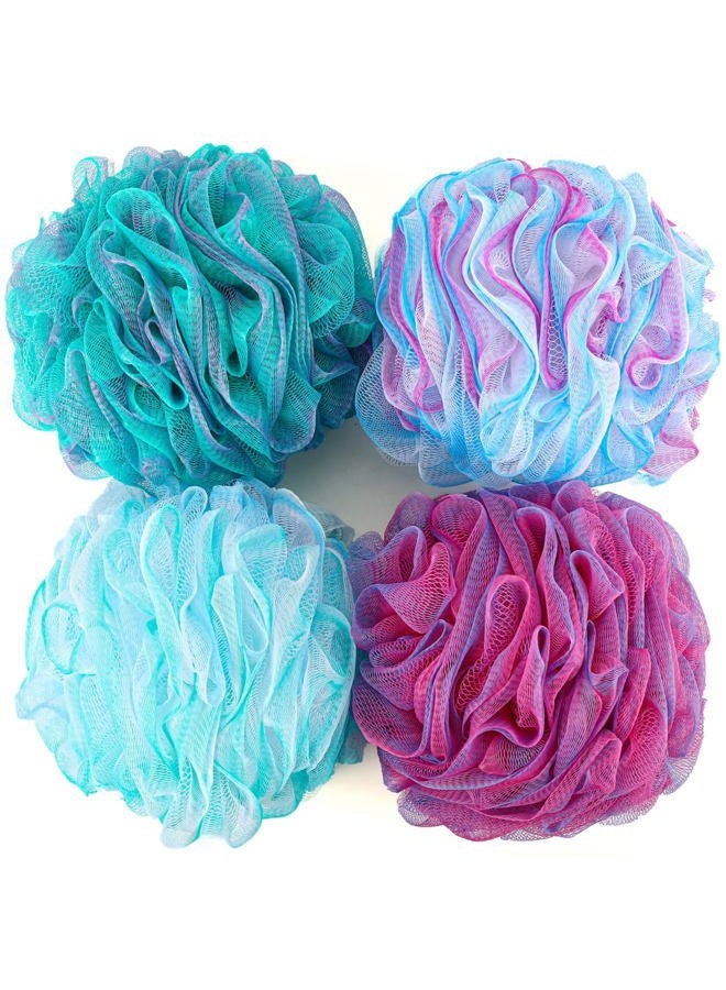 BTYMS XXL Large Loofah Bath Sponge 100g/pc, Exfoliating Mesh Pouf Bath Scrunchies Shower Puffs - Pack of 4 - Image 1