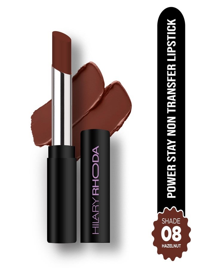 Hilary Rhoda Power Stay NonTransfer Lipstick | Matte Finish | Infused with Vitamin E & Shea Butter | Lightweight & Highly Pigmented | Glides Easily & Smudge-Proof |3.2g (Hazelnut - Shade 08) - Image 2