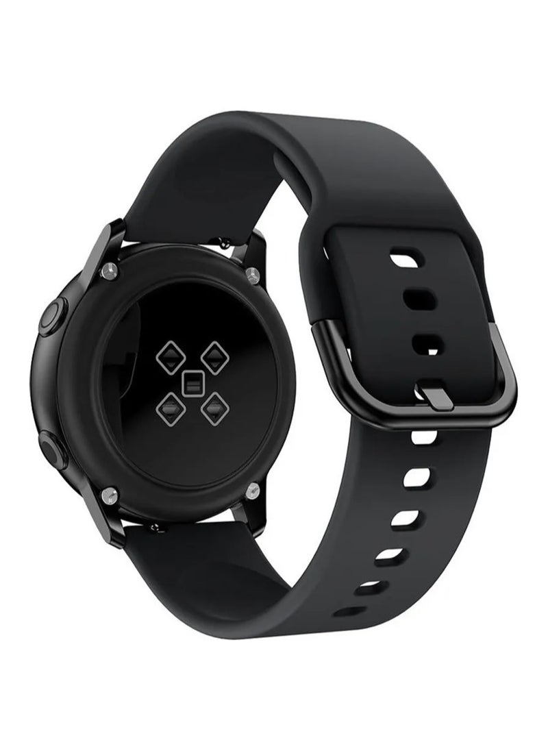 HEXABEX Silicone Strap 20mm Band Compatible with Samsung Galaxy Watch 7/ Watch FE/ Watch 6 / Watch 5 / Watch 4 / Active 2 Black  - Image 1
