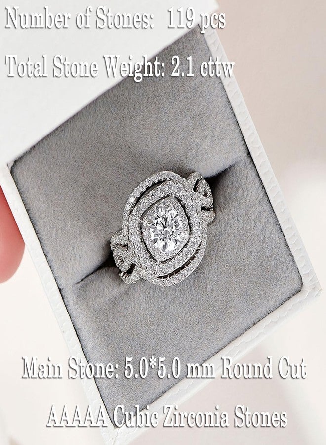 نيو شي جولري مجموعة خواتم خطوبة من مجوهرات نيوشي، مرصعة بأحجار الزركونيا المكعبة AAAAA، طقم زفاف نسائي من الفضة الإسترليني عيار 925، 3 قطع، 2.3 قيراط، لون أبيض، مقاس 8 - Image 4