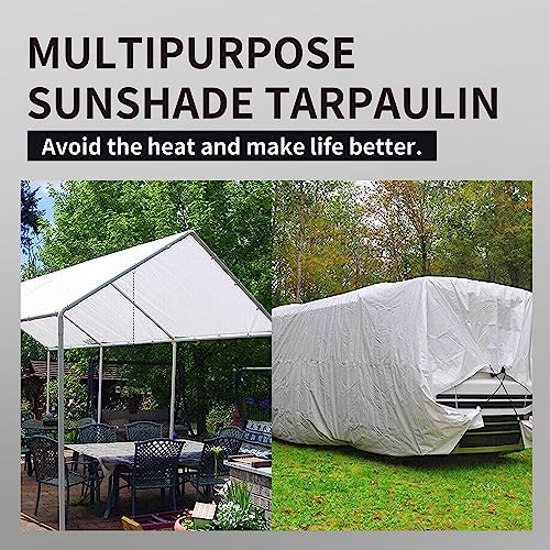 TARPAL 8'x10' White Tarp Waterproof 7.5 mil Medium Duty All Purpose Poly Tarps Cover Waterproof,Snow Proof UV Protection,Rip and Tear Proof,Poly Tarpaulin - Image 4