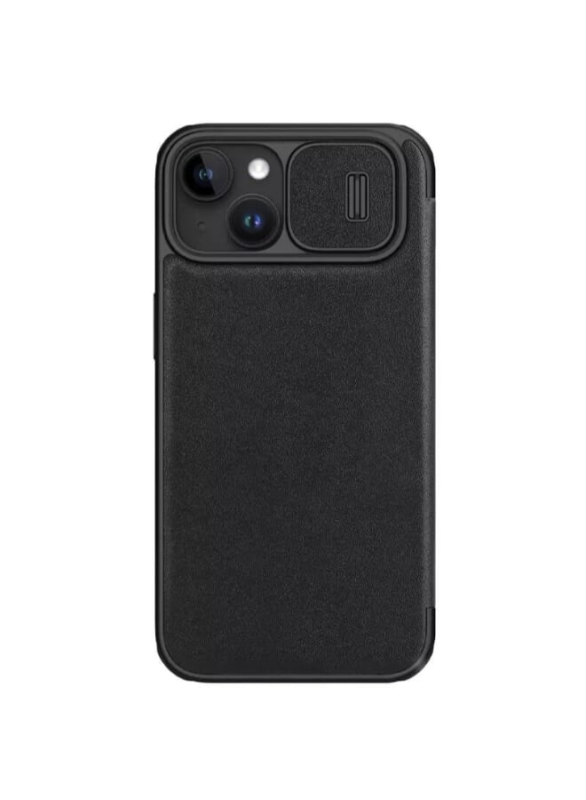 Nillkin Qin Pro Plain Leather + Cloth Cover for Apple iPhone 15 (2023) - Black - Image 1