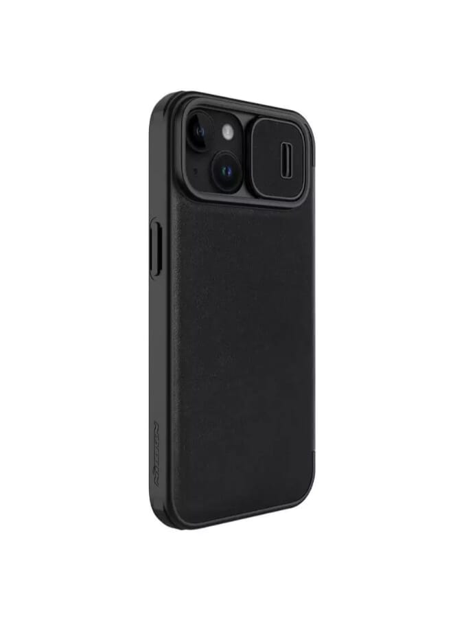 Nillkin Qin Pro Plain Leather + Cloth Cover for Apple iPhone 15 (2023) - Black - Image 2