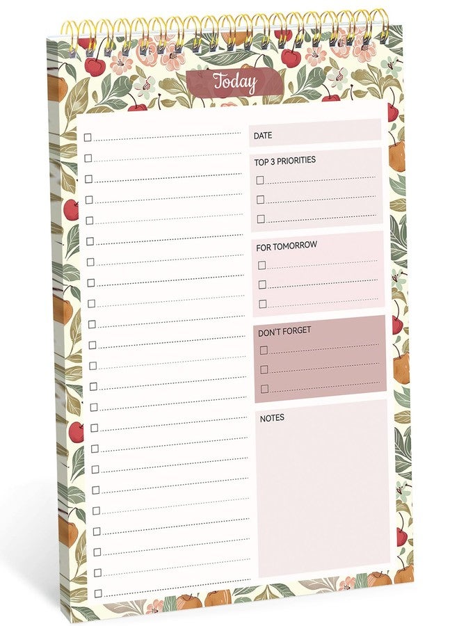Taja To Do List Notepad - To Do List Notebook for Work with 52 Sheets, Undated Daily Planner Perfect for Daily Tasks and Goal Setting, Notepad Suitable for Office, Home & School - Cherry Orchard - Image 1