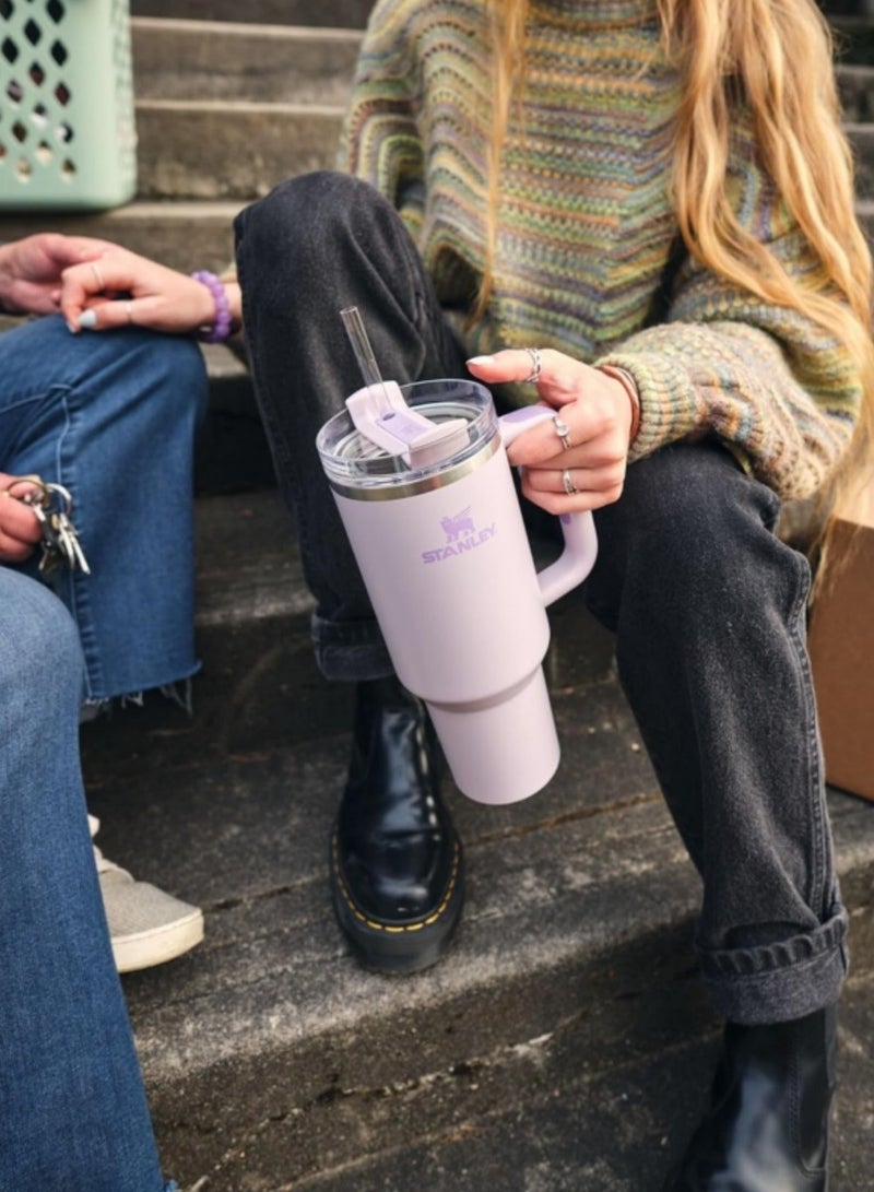 Stanley Stainless Steel Vacuum Insulated Tumbler with Lid and Straw for Water, Iced Tea or Coffee, Smoothie and More, Large Capacity, Good appearance, Easy to Carry, Suitable for Different People and All Occasions, Orchid, 40 oz - Image 3