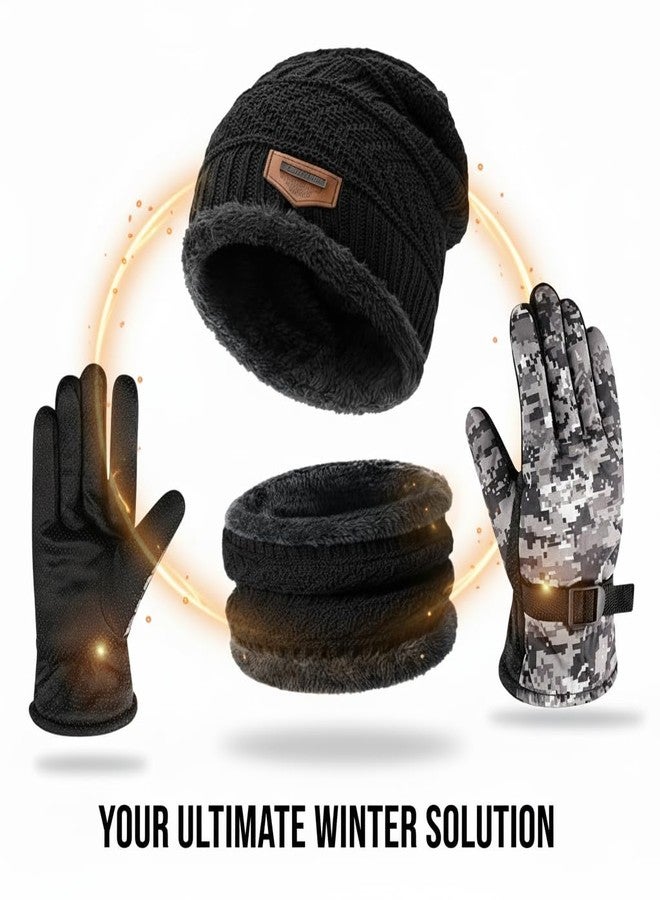 PulGos 3-in-1 Winter Set for Men & Women | Woolen Cap, Neck Warmer & Gloves Combo | Soft, Warm & Stylish Thermal Wear | Lightweight, Breathable & Windproof | Perfect for Cold Weather & Outdoor Use - Image 5