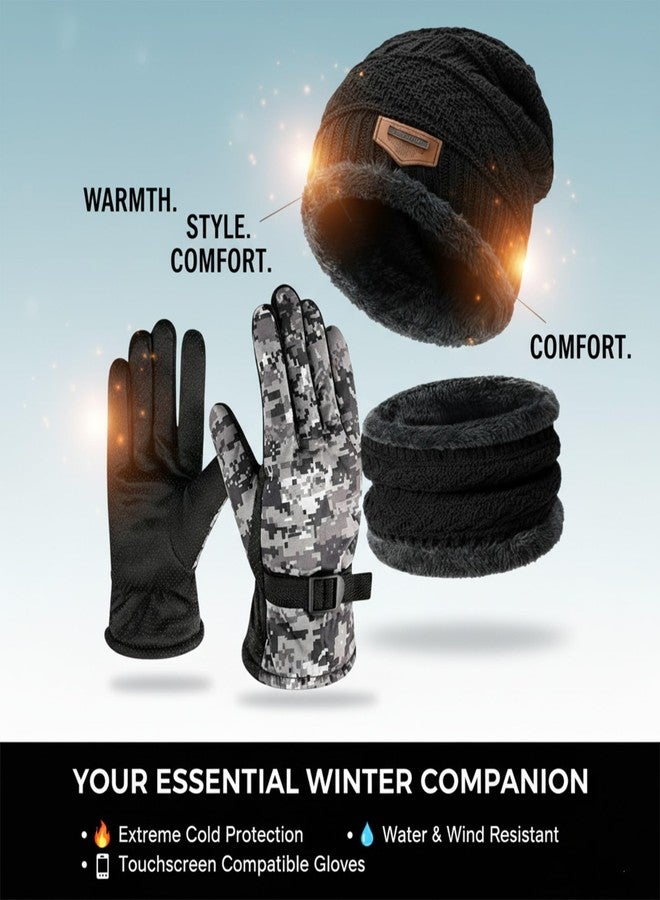 PulGos 3-in-1 Winter Set for Men & Women | Woolen Cap, Neck Warmer & Gloves Combo | Soft, Warm & Stylish Thermal Wear | Lightweight, Breathable & Windproof | Perfect for Cold Weather & Outdoor Use - Image 4