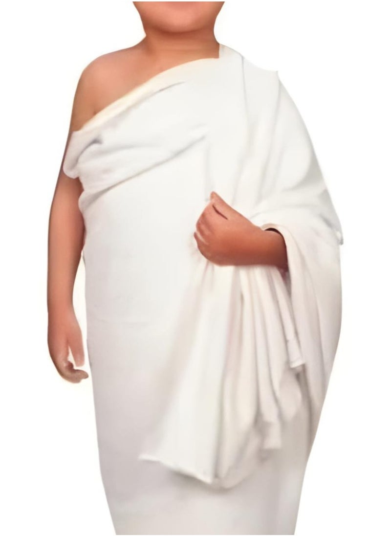 REBENUO Ihram clothes for children for Hajj and Umrah - 2 white towels - 100% natural healthy combed cotton towels, weight 600 grams  - Image 1