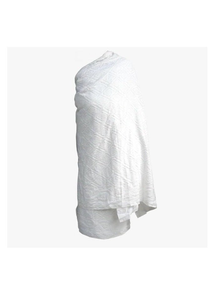 REBENUO Ihram clothes for children for Hajj and Umrah - 2 white towels - 100% natural healthy combed cotton towels, weight 600 grams  - Image 2