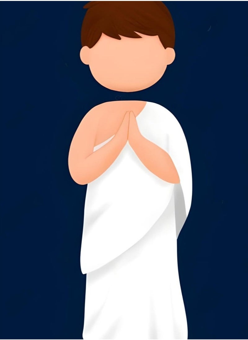 REBENUO Ihram clothes for children for Hajj and Umrah - 2 white towels - 100% natural healthy combed cotton towels, weight 600 grams  - Image 3