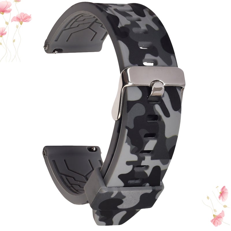 2pcs Chic Camouflage Watchband Watch Strap Watch Replacement Band Watch Accessories Compatible for Huawei Watch (20mm, Grey) - Image 2