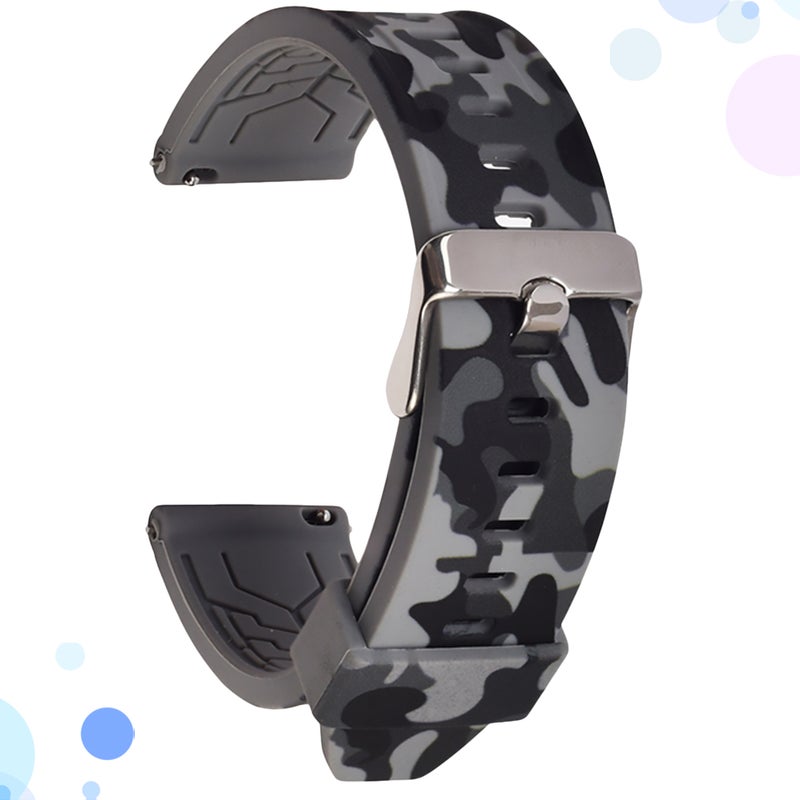 2pcs Chic Camouflage Watchband Watch Strap Watch Replacement Band Watch Accessories Compatible for Huawei Watch (20mm, Grey) - Image 4