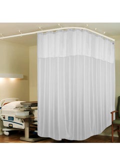 Lushomes Hospital Partition Curtains, Clinic Curtains Size 16 FT W x 7 ft H, Top Net Fabric, 100% Polyester 32 Rustfree Metal Eyelets 32 Plastic Hook, White, Zig Zag Design (16x7 FT, Pk of 1)