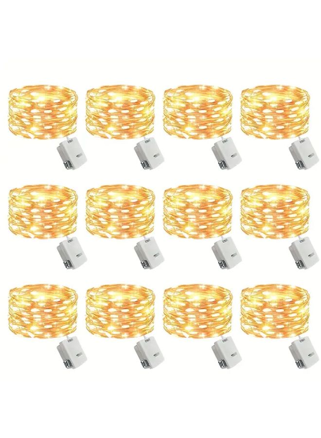 6 حزمة أضواء فيري LED بألوان دافئة تعمل بالبطارية، سلك نحاسي فضي بطول 2 متر لتزيين حفلات الزفاف والمنزل - Image 1