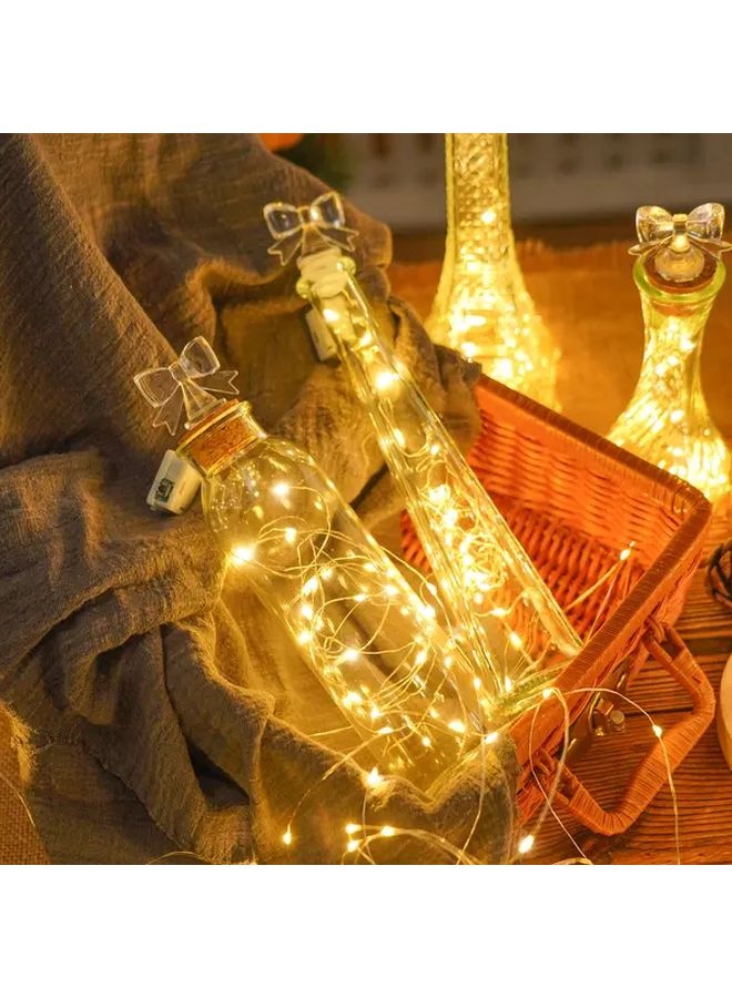 6 حزمة أضواء فيري LED بألوان دافئة تعمل بالبطارية، سلك نحاسي فضي بطول 2 متر لتزيين حفلات الزفاف والمنزل - Image 4