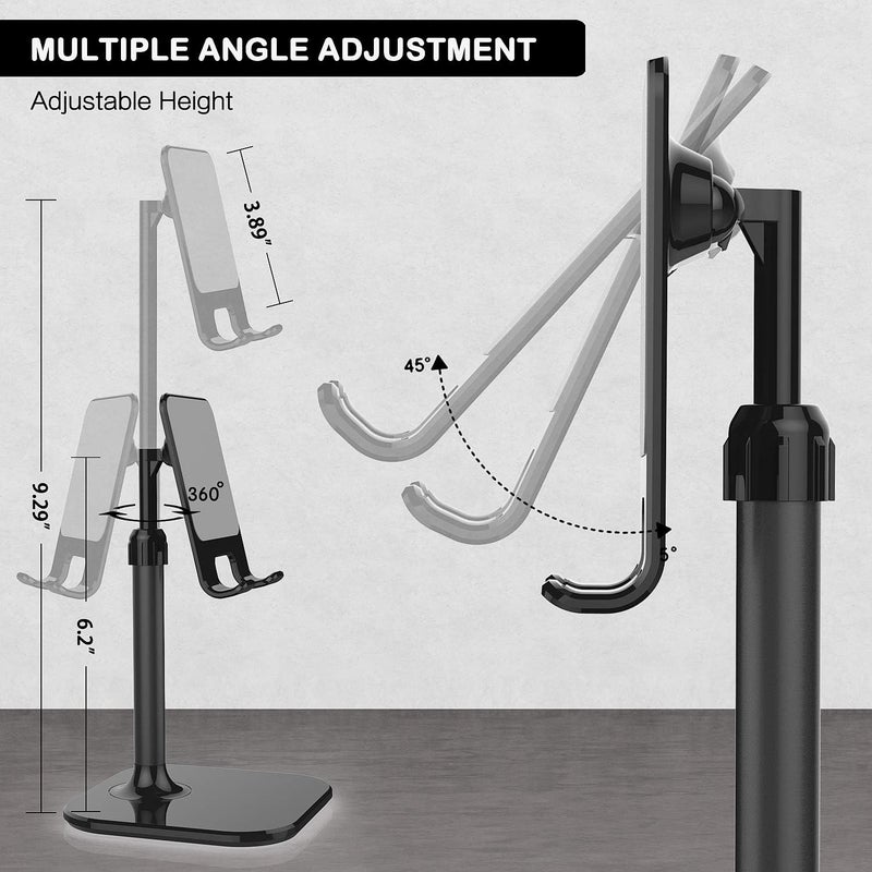 Doboli Cell Phone Stand, Phone Stand for Desk, Phone Holder Stand Compatible with iPhone and All Mobile Phones Tablet, Gifts for Adults Women Men Mom Wife, Black - Image 3